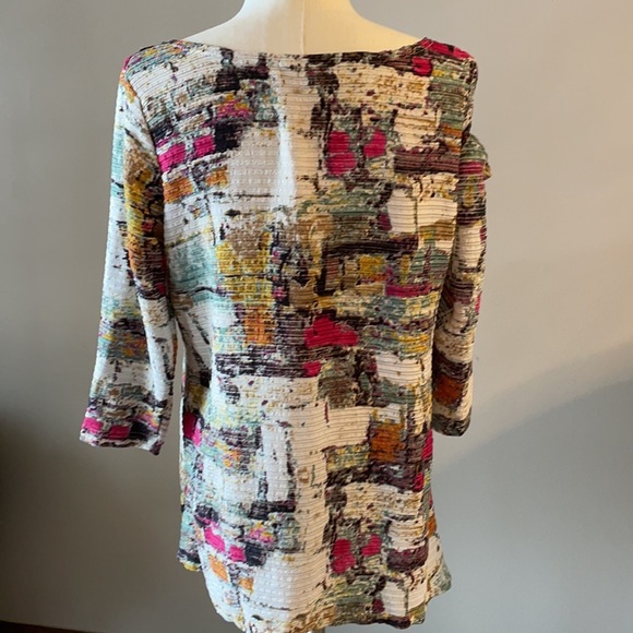 MISHCA one cold shoulder multi color women TOP A-line. Embroidery SZ L - Picture 5 of 9